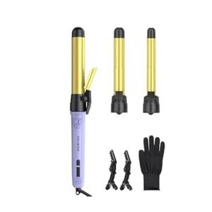 Purple and Gold Rotating Curling Iron Set